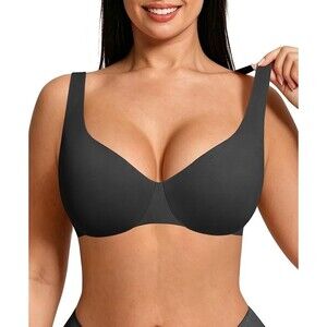 Feelingirl Bra 38DD Unlined No Padding Underwire Full Coverage Seamless Plunge